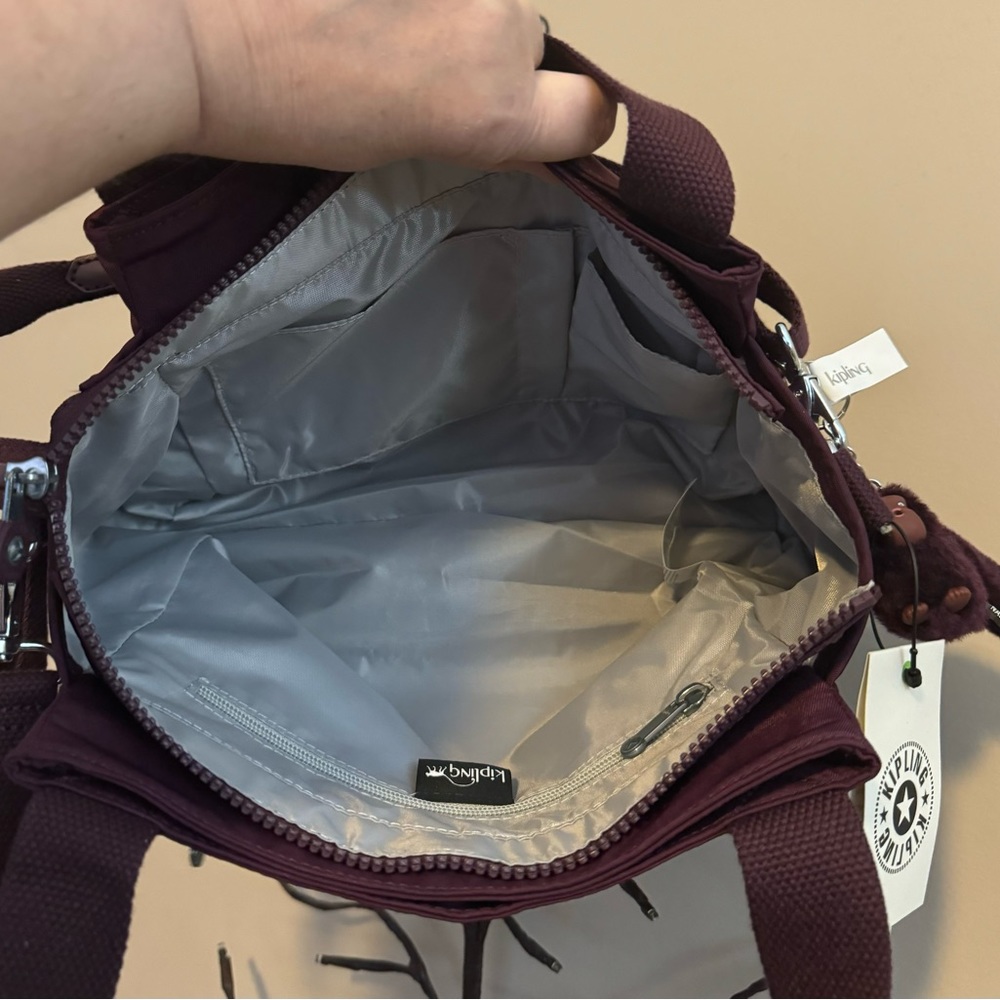 Brand new “Kipling “shoulder bag for women.Color-dark plum tonal.Size-14”x10”💜 - Picture 5 of 11